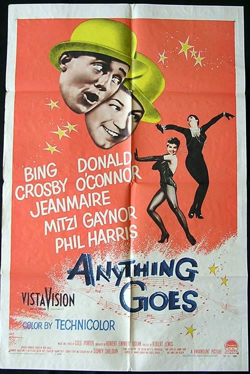 ANYTHING GOES ’56 Bing Crosby Donald O’Connor US 1 sheet poster