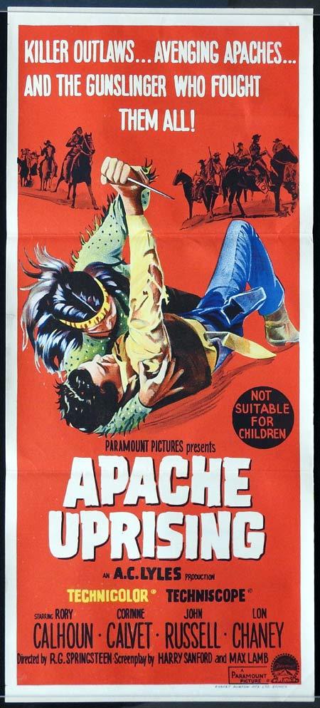 APACHE UPRISING Daybill Movie Poster Rory Calhoun AMERICAN INDIAN