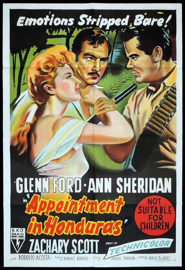 APPOINTMENT IN HONDURAS Original One sheet Movie Poster RKO Glenn Ford Ann Sheridan