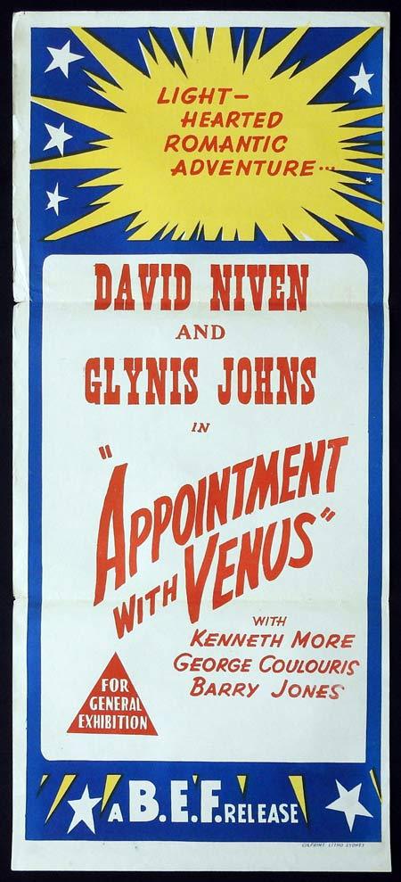 APPOINTMENT WITH VENUS Original Daybill Movie Poster David Niven Glynis Johns