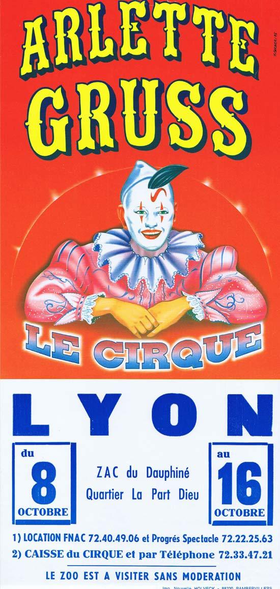 ARLETTE GRUSS CIRCUS Original Poster CLOWN ART Lyon