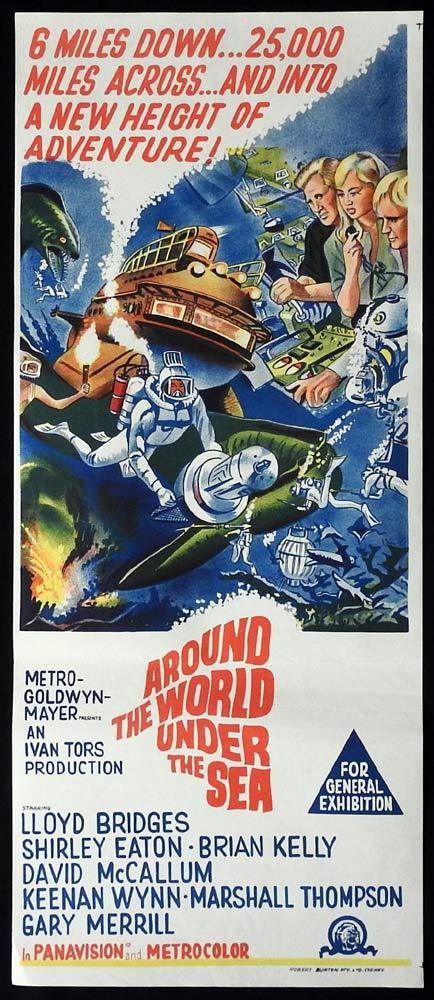 AROUND THE WORLD UNDER THE SEA Original Daybill Movie Poster Lloyd Bridges