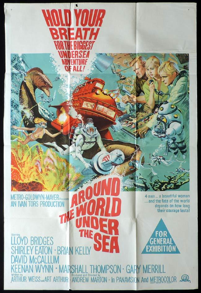 AROUND THE WORLD UNDER THE SEA One Sheet Movie Poster George Pal Science Fiction