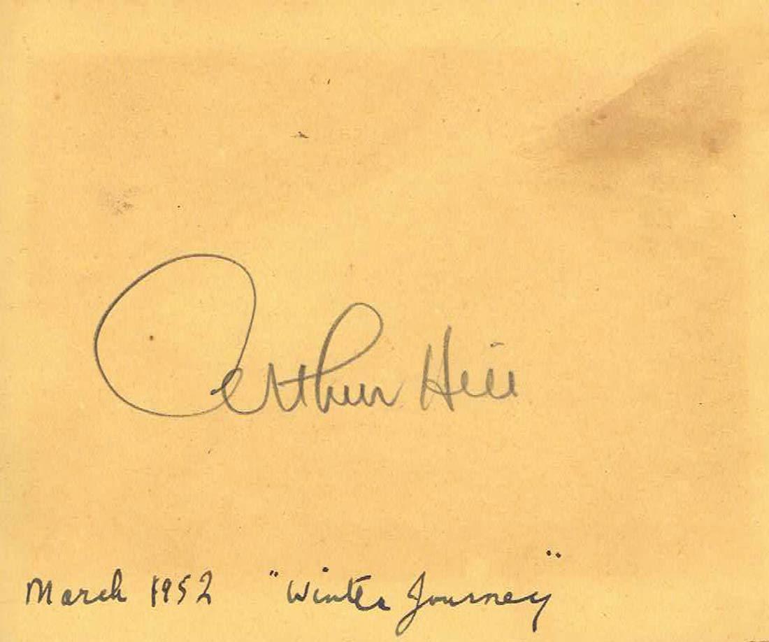 ARTHUR HILL Autographed Album Page 1952