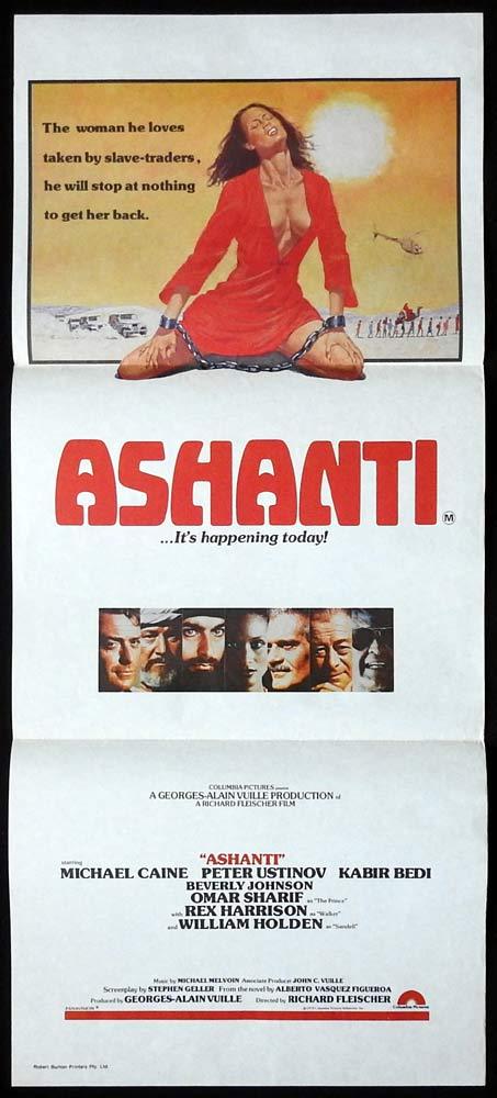 ASHANTI Original Daybill Movie poster Michael Caine Peter Ustinov Kabir Bedi