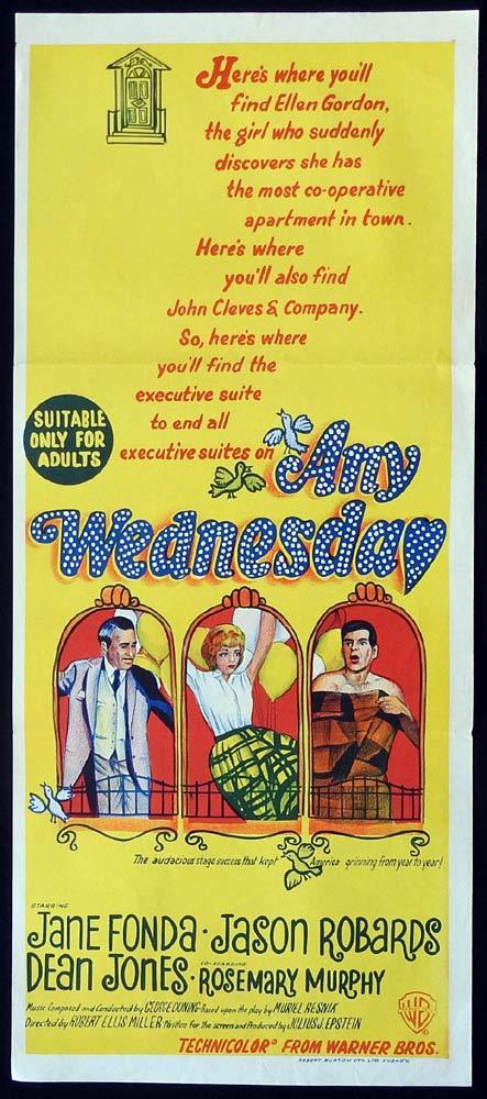 ANY WEDNESDAY Original Daybill Movie Poster Jane Fonda Jason Robards