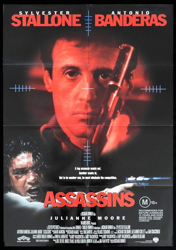 ASSASSINS Original One sheet Movie Poster Sylvester Stallone Antonio Banderas