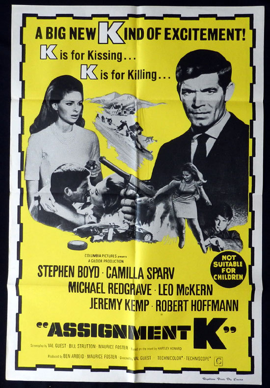 ASSIGNMENT K ’68 Australian One sheet Movie Poster Camilla Sparv Stephen Boyd