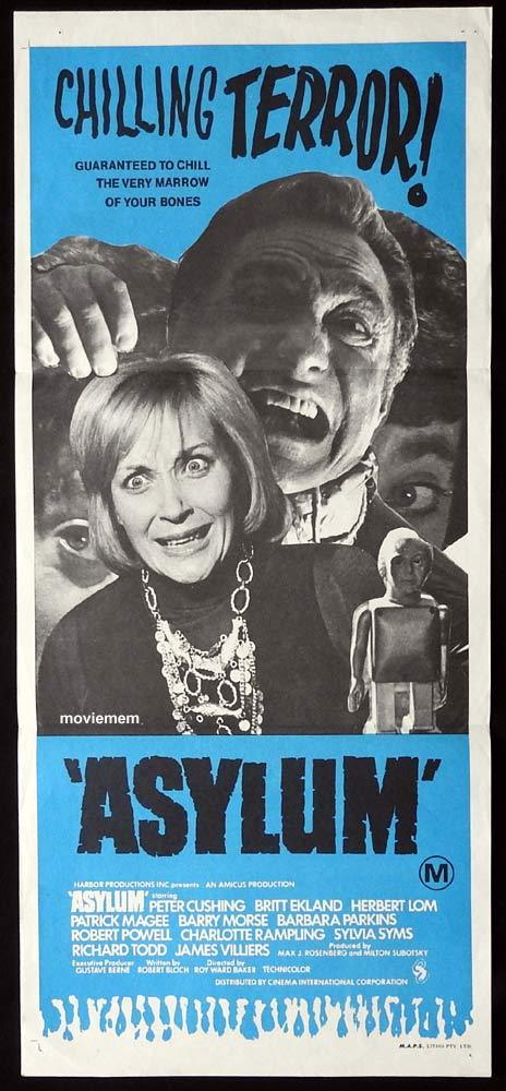 ASYLUM Original Daybill Movie Poster Barbara Parkins Peter Cushing Richard Todd