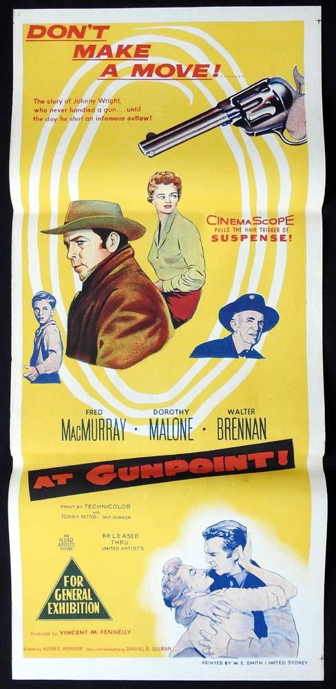 AT GUNPOINT Original Daybill Movie poster Fred MacMurray Dorothy Malone