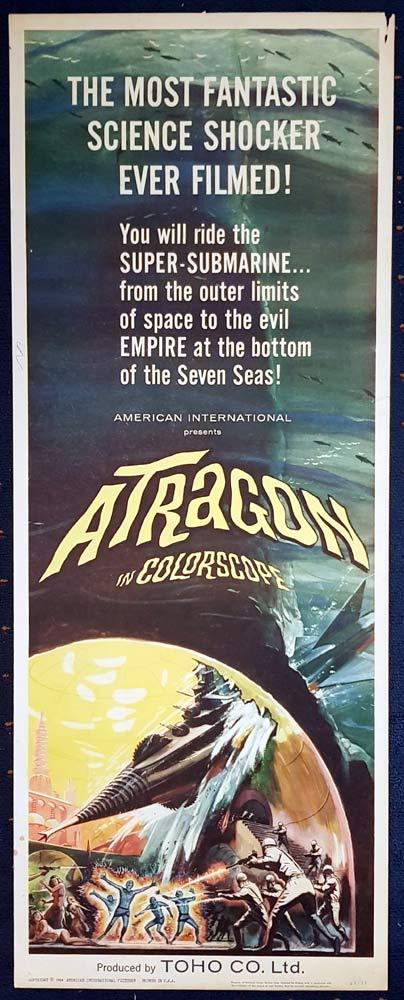 ATRAGON Original US Insert Movie Poster TOHO Sci Fi Ishirô Honda