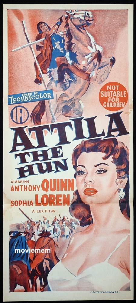 ATTILA THE HUN Original Daybill Movie Poster Anthony Quinn Sophia Loren