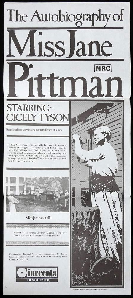 AUTOBIOGRAPHY OF MISS JANE PITTMAN Original Daybill Movie poster Cicely Tyson