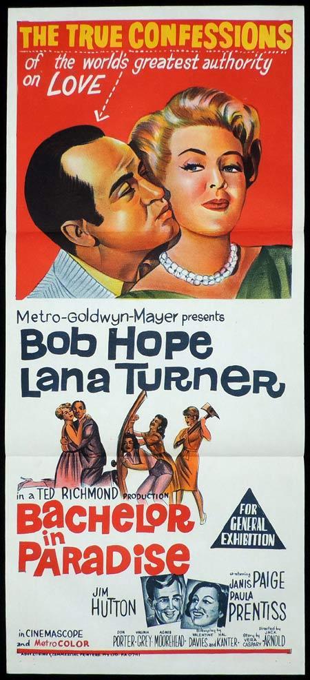 BACHELOR IN PARADISE Original Daybill Movie Poster Bob Hope Lana Turner