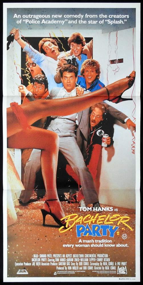 BACHELOR PARTY Original Daybill Movie poster Tom Hanks Tawny Kitaen Adrian Zmed