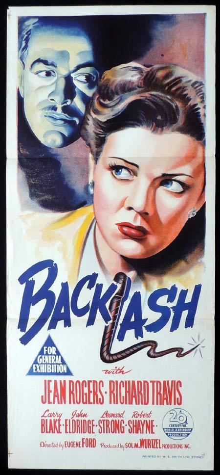 BACKLASH Original Daybill Movie Poster 1947 Jean Rogers Film Noir