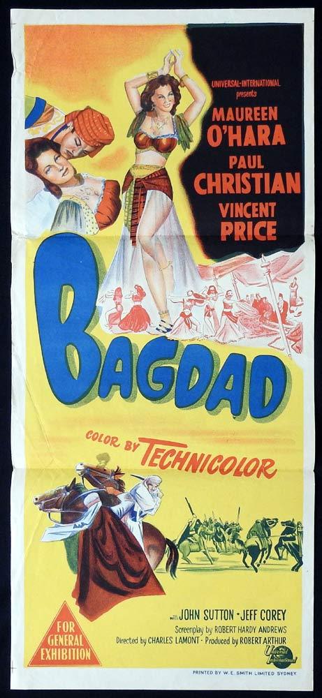 BAGDAD Original Daybill Movie poster Maureen O’Hara Vincent Price