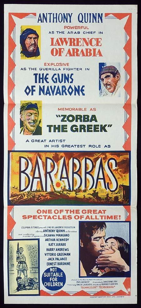 BARABBAS Original Daybill Movie poster Anthony Quinn Silvana Mangano 1960sr
