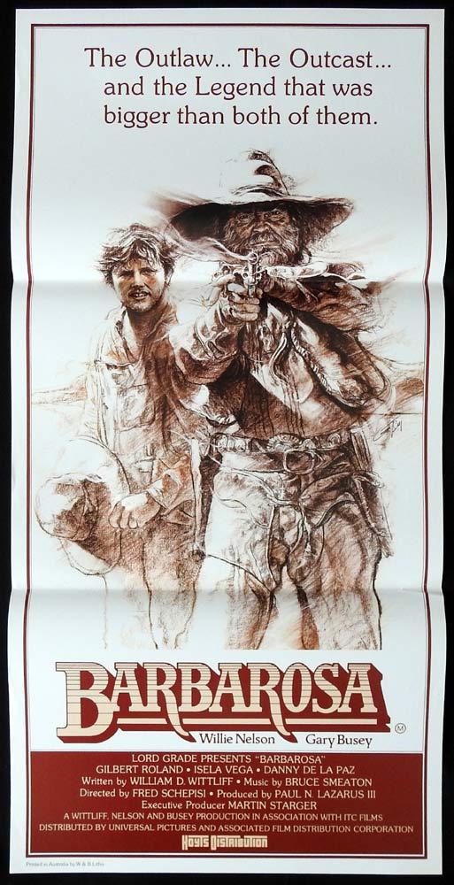 BARBAROSA Original Daybill Movie poster Willie Nelson Gary Busey Isela Vega