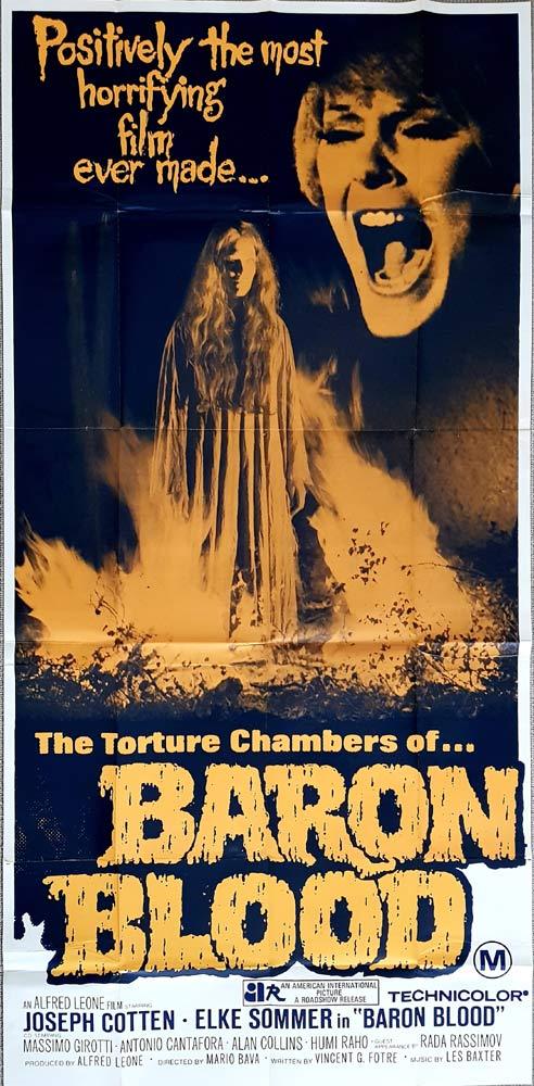 BARON BLOOD Original 3 Sheet Movie Poster Mario Bava Joseph Cotten