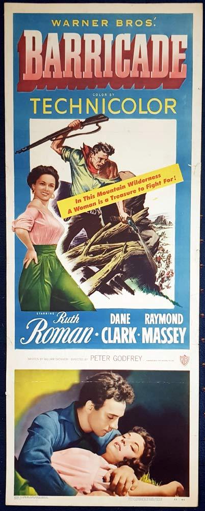 BARRICADE Original US Insert Movie Poster Dane Clark Raymond Massey