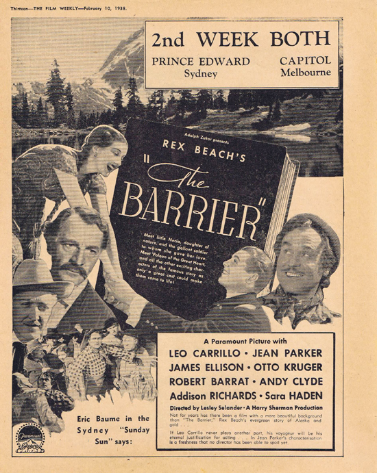THE BARRIER 1938 Leo Carrillo Movie Trade Ad