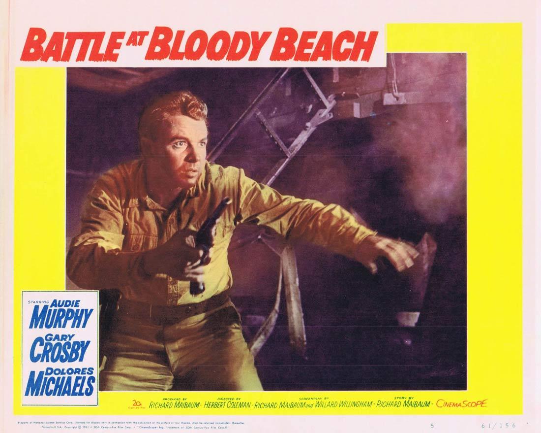 BATTLE AT BLOODY BEACH Lobby Card 5 Audie Murphy Gary Crosby Dolores Michaels