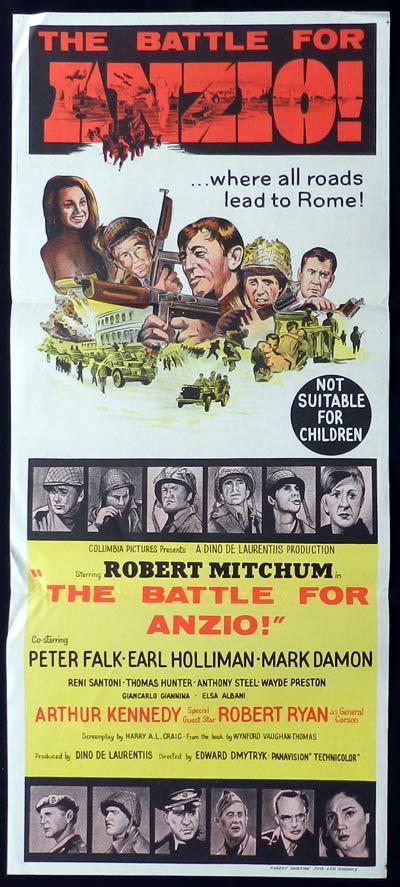 BATTLE FOR ANZIO Original Daybill Movie Poster Robert Mitchum Peter Falk