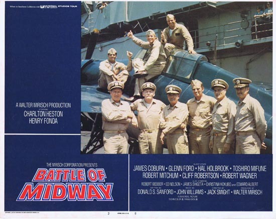 BATTLE OF MIDWAY 1976 Lobby Card 2 Charlton Heston Henry Fonda