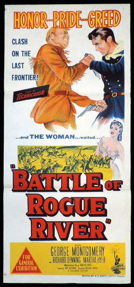 BATTLE OF ROGUE RIVER Original Daybill Movie Poster George Montgomery William Castle