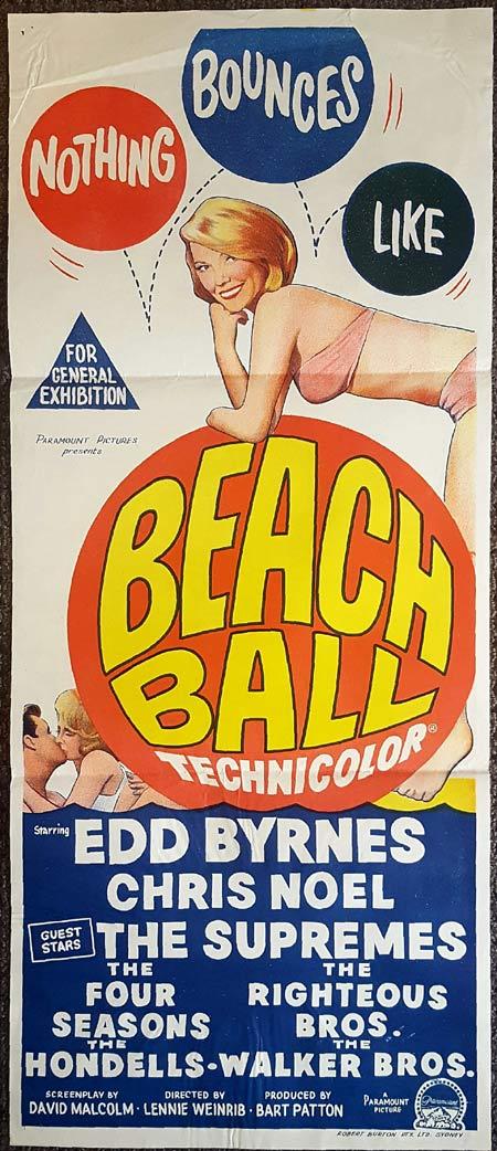 BEACH BALL Original Daybill Movie Poster The Supremes Edd Byrnes