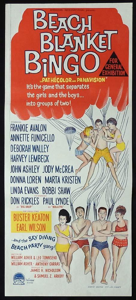 BEACH BLANKET BINGO Original Daybill Movie Poster Frankie Avalon Annette Funicello