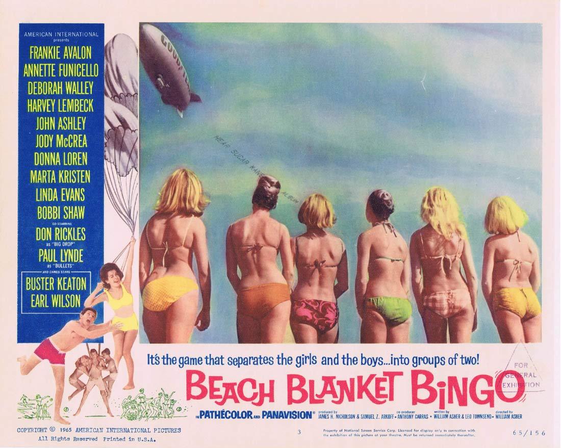 BEACH BLANKET BINGO Original Lobby Card 3 Frankie Avalon Annette Funicello