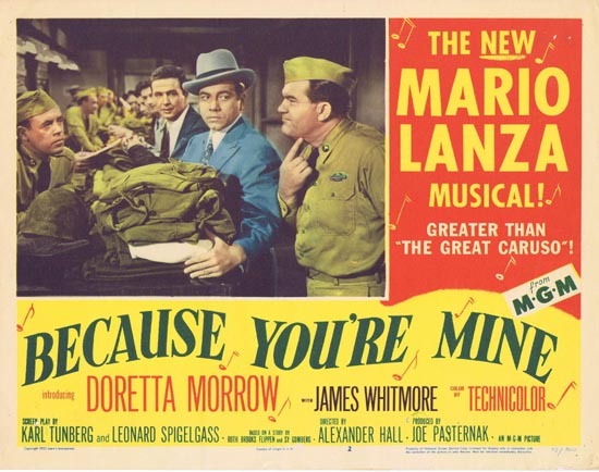 BECAUSE YOU’RE MINE 1952 Mario Lanza Lobby Card 2