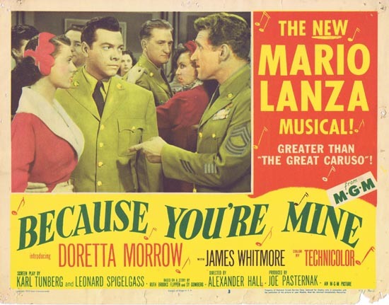 BECAUSE YOU’RE MINE 1952 Mario Lanza Lobby Card 3