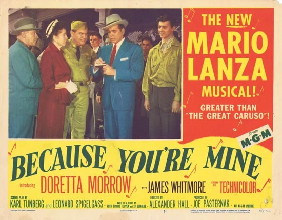 BECAUSE YOU’RE MINE 1952 Mario Lanza Lobby Card 5