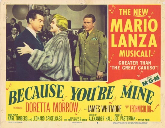 BECAUSE YOU’RE MINE 1952 Mario Lanza Lobby Card 6