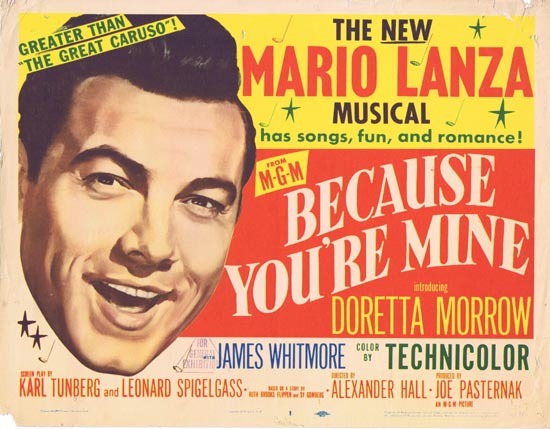 BECAUSE YOU’RE MINE 1952 Mario Lanza Title Lobby Card