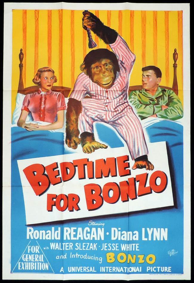 BEDTIME FOR BONZO Original One sheet Movie Poster Ronald Reagan Diana Lynn