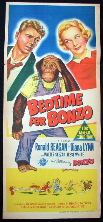 BEDTIME FOR BONZO Movie poster Ronald Reagan Diana Lynn