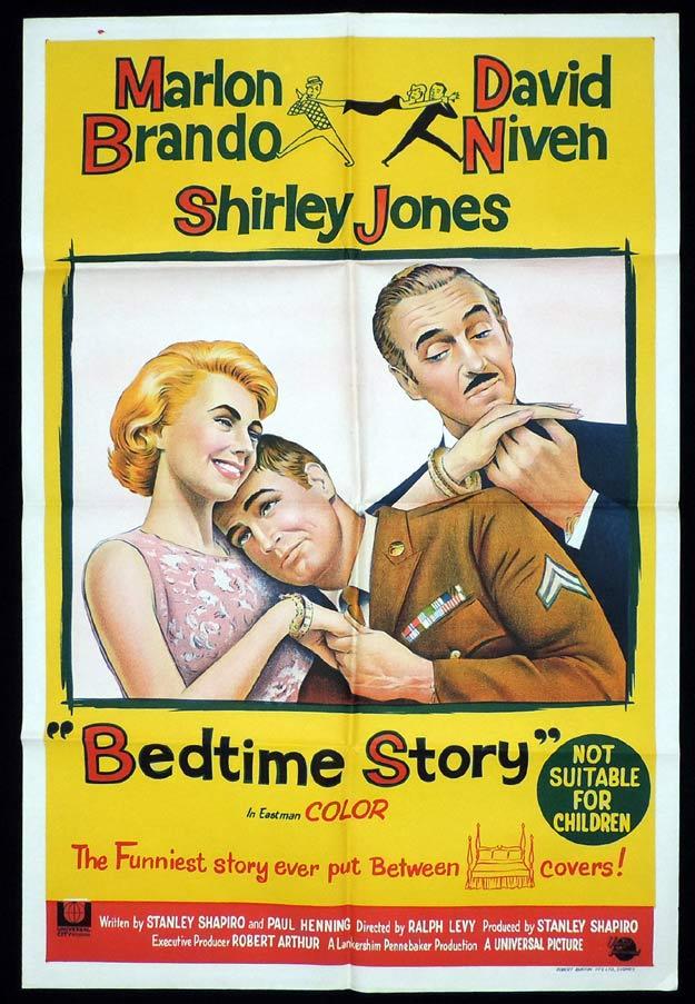 BEDTIME STORY One Sheet Movie Poster Marie Windsor Marlon Brando David Niven