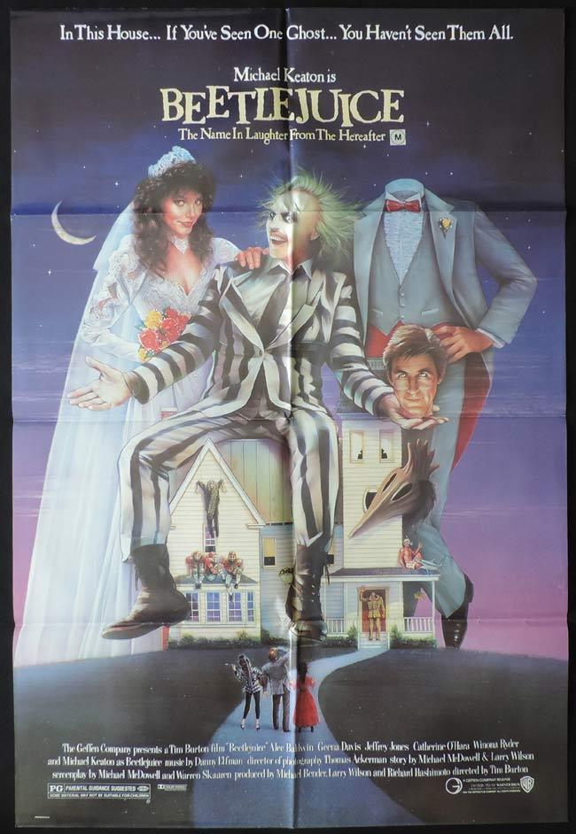 BEETLEJUICE Original One sheet Movie Poster Alec Baldwin Michael Keaton