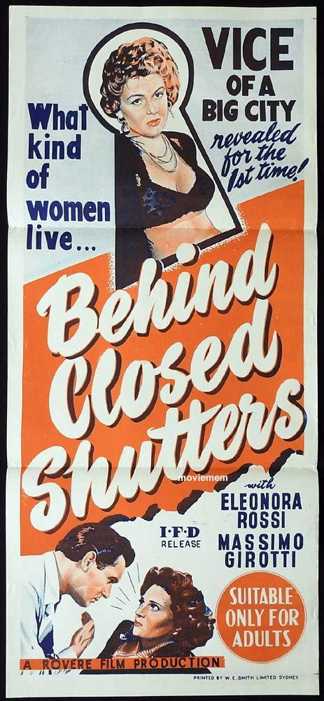 BEHIND CLOSED SHUTTERS Original Daybill Movie poster Bad Girl Film Noir