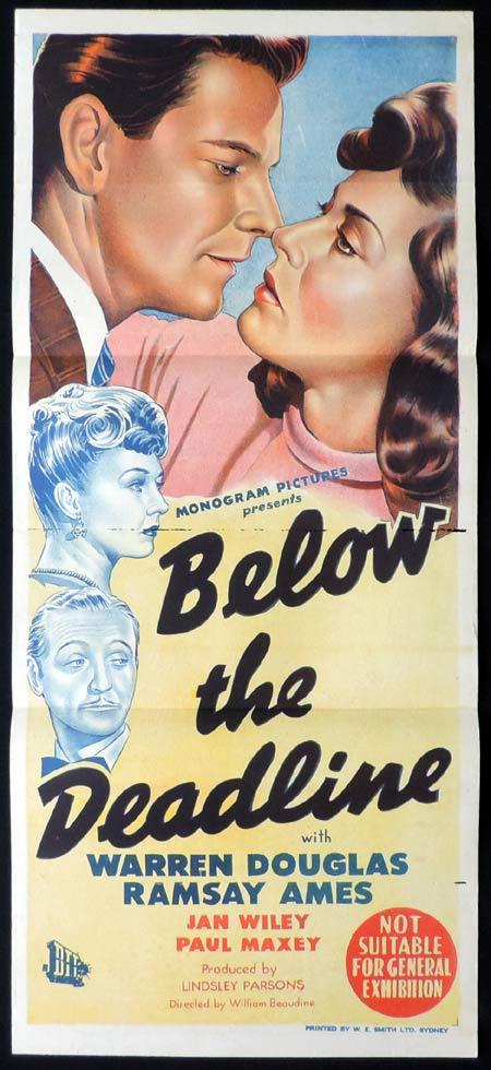 BELOW THE DEADLINE Original Daybill Movie Poster Warren Douglas Film Noir