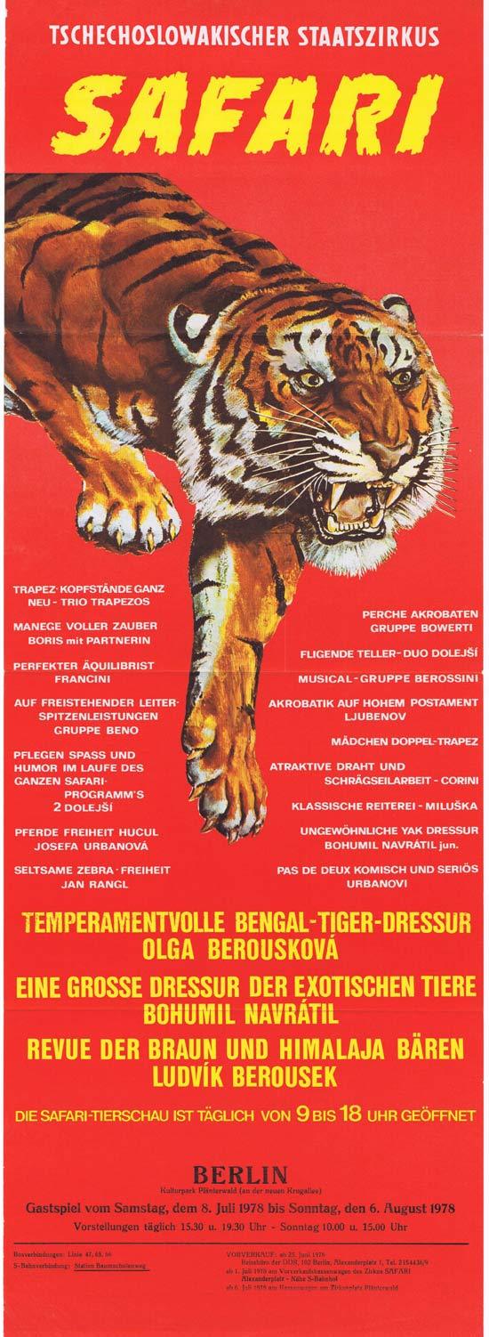 BERLIN CIRCUS Original Poster TIGER ART Safari 1978