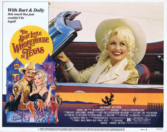 BEST LITTLE WHOREHOUSE IN TEXAS Lobby Card 2 Dolly Parton Burt Reynolds