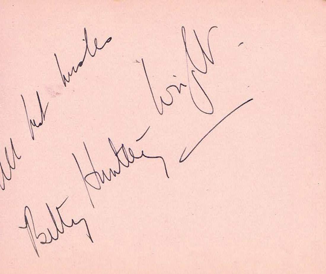 BETTY HUNTLEY WRIGHT Autographed Album Page 1952