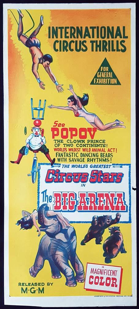 THE BIG ARENA Original Daybill Movie Poster CIRCUS Popov the Clown