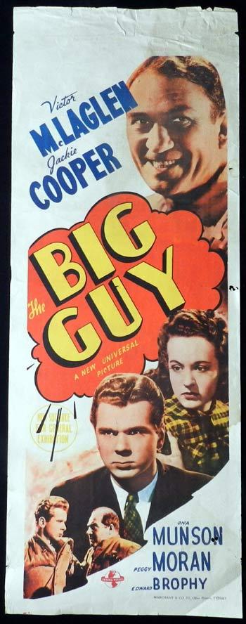 THE BIG GUY Movie Poster 1939 Victor McLaglen RARE Long daybill