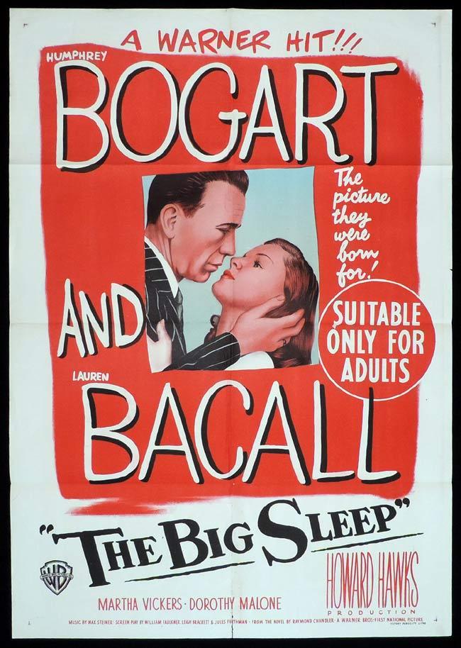 THE BIG SLEEP Original One sheet Movie Poster  HUMPHREY BOGART Lauren Bacall